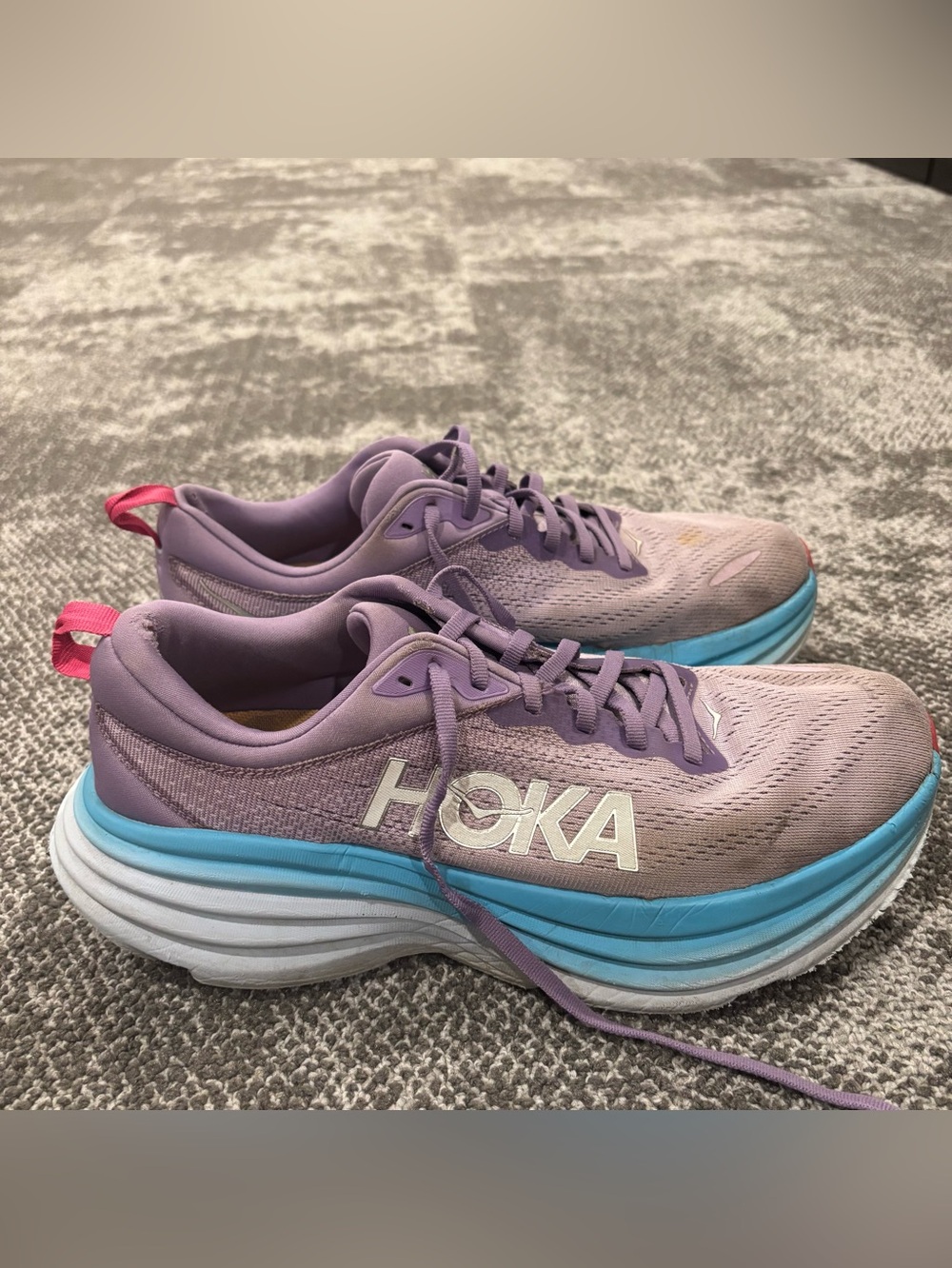 Hoka One One Bondi 8 Purple Lilac Blue Wave Athletic Shoes Womens U.S. 10B
